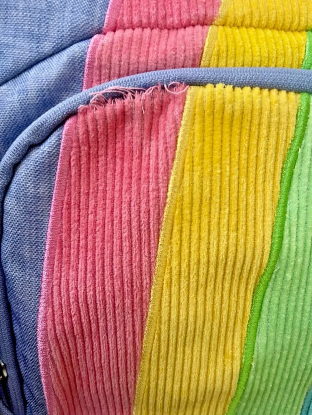 Pottery Barn Kids Mackenzie Large Backpack Rainbow Appliqué Chambray Denim